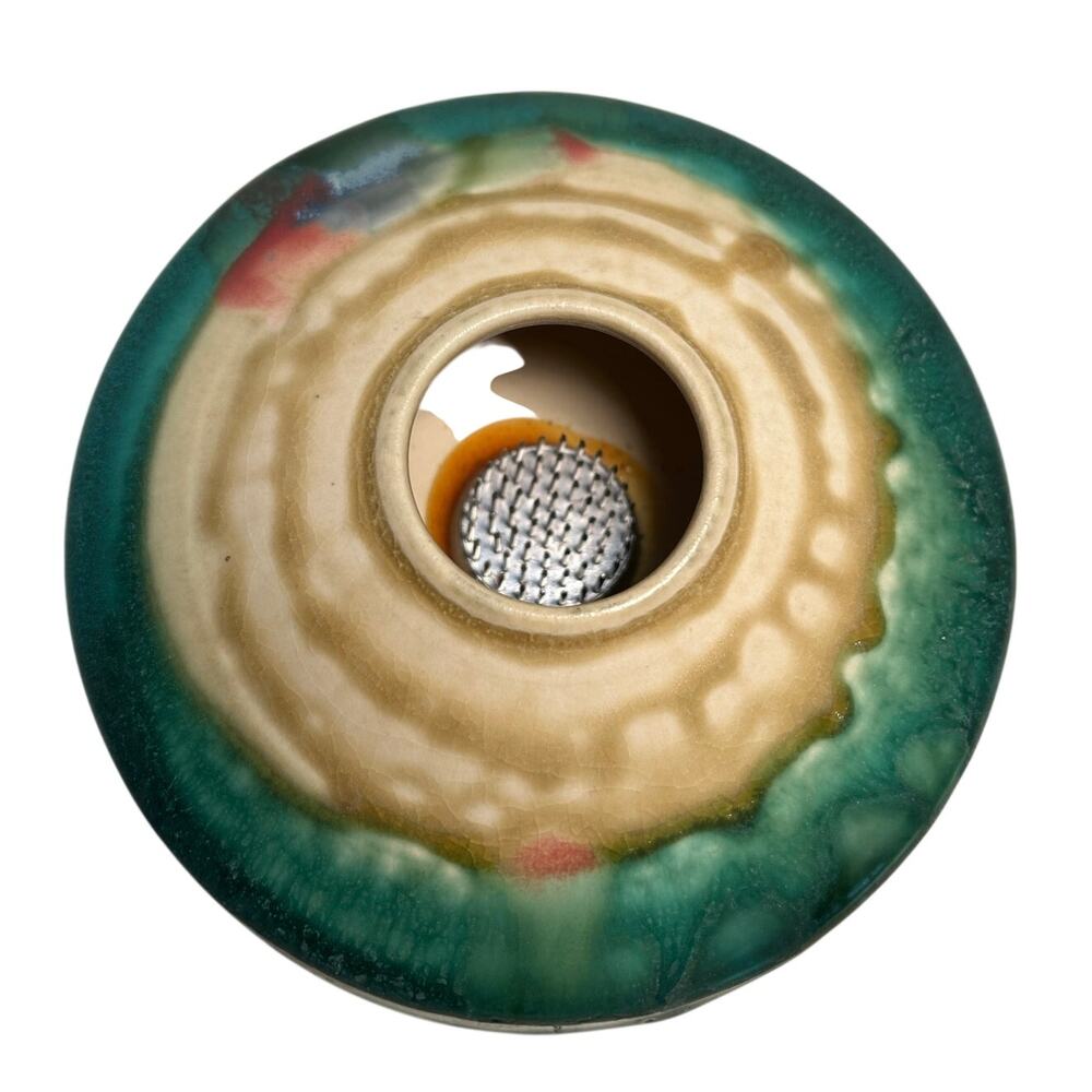 GANDEE Stoneware Pottery Ikebana Floral Frog Holder - Signed & Dated 2007